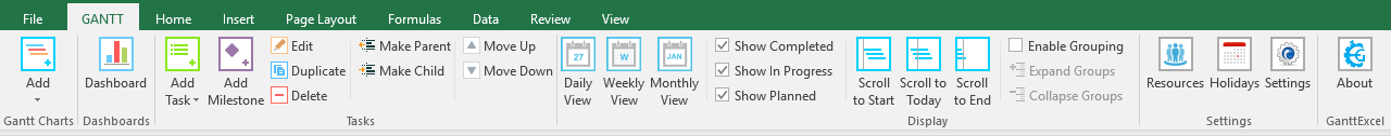 Gantt Chart Excel Ribbon